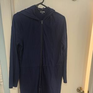 Land's End Navy Beach coverup/robe 100% cotton  Sz 10/12